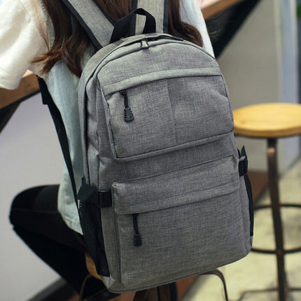 Universal Multi-Function Oxford Cloth Laptop Shoulders Bag Backpack with External USB Charging Port, Size: 46x32x12cm (Grey)-garmade.com