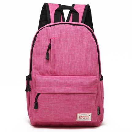 Universal Multi-Function Canvas Laptop Computer Shoulders Bag Leisurely Backpack Students Bag, Small Size: 37x26x12cm (Magenta)-garmade.com