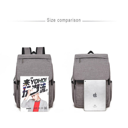 Universal Multi-Function Canvas Laptop Computer Shoulders Bag Leisurely Backpack Students Bag, Size: 42x30x12cm (Light Grey)-garmade.com