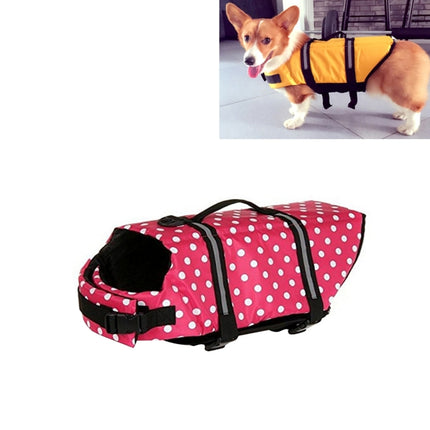 Pet Saver Dog Reflective Stripes Life Vest Jacket for Swimming Boating Surfing, Size: S (Pink Dot)-garmade.com