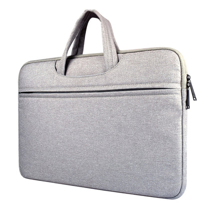 Breathable Wear-resistant Shoulder Handheld Zipper Laptop Bag (Grey)-garmade.com