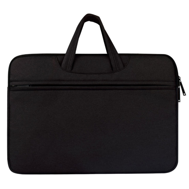 Breathable Wear-resistant Shoulder Handheld Zipper Laptop Bag (Black)-garmade.com