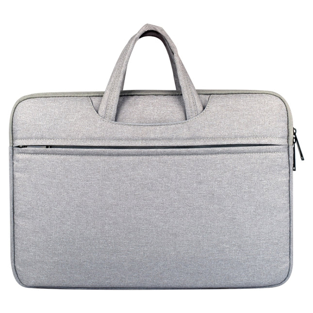 Breathable Wear-resistant Shoulder Handheld Zipper Laptop Bag (Grey)-garmade.com