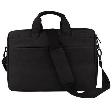 Breathable Wear-resistant Thin and Light Fashion Shoulder Handheld Zipper Laptop Bag with Shoulder Strap (Black)-garmade.com