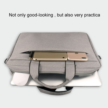 Breathable Wear-resistant Thin and Light Fashion Shoulder Handheld Zipper Laptop Bag with Shoulder Strap (Dark Grey)-garmade.com