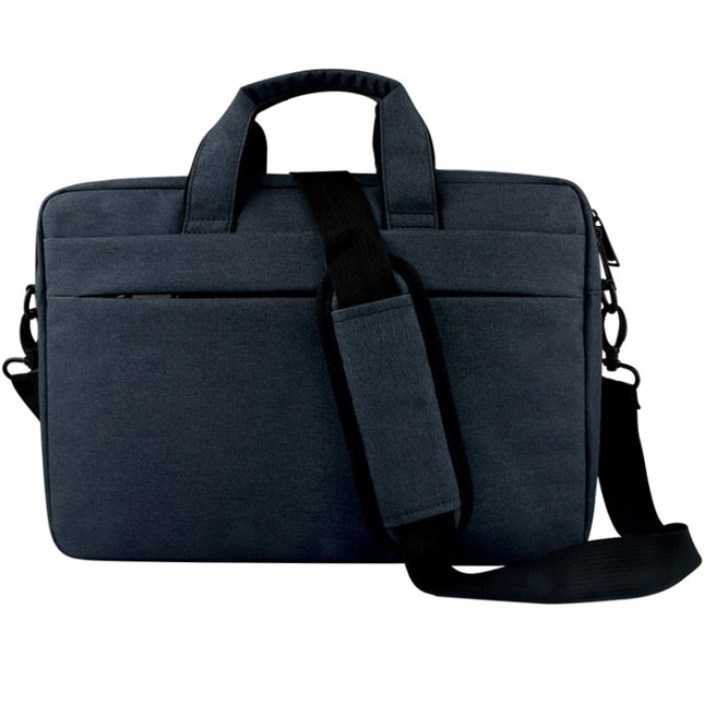 Breathable Wear-resistant Thin and Light Fashion Shoulder Handheld Zipper Laptop Bag with Shoulder Strap (Navy Blue)-garmade.com