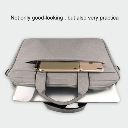 Breathable Wear-resistant Thin and Light Fashion Shoulder Handheld Zipper Laptop Bag with Shoulder Strap (Navy Blue)-garmade.com