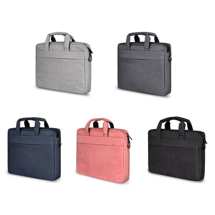 Breathable Wear-resistant Thin and Light Fashion Shoulder Handheld Zipper Laptop Bag with Shoulder Strap (Black)-garmade.com
