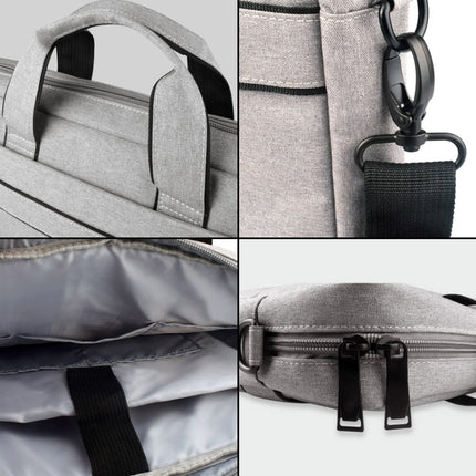 Breathable Wear-resistant Thin and Light Fashion Shoulder Handheld Zipper Laptop Bag with Shoulder Strap (Grey)-garmade.com