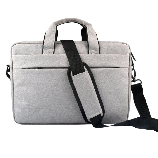 Breathable Wear-resistant Thin and Light Fashion Shoulder Handheld Zipper Laptop Bag with Shoulder Strap (Grey)-garmade.com