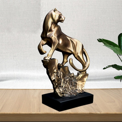 Leopard Shape Sculpted Copper Crafts Home Decorations(Bronze)-garmade.com