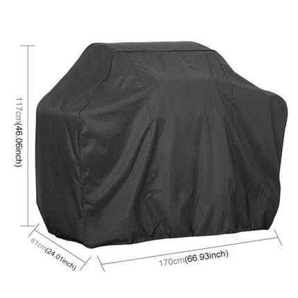 Outdoor Anti-UV Waterproof Dust-proof 210D Oxford Cloth BBQ Square Protective Bag Charcoal Barbeque Grill Cover, Size: 170x61x117cm(Black)-garmade.com