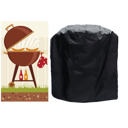 Outdoor Anti-UV Waterproof Dust-proof 210D Oxford Cloth BBQ Circle Protective Bag Charcoal Barbeque Grill Cover, Size: 58x77cm(Black)-garmade.com