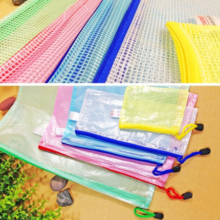 12 PCS Zipper Plastic Mesh Stationery Bag, Random Color Delivery (A4, Size: 33.5x24cm)-garmade.com