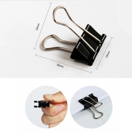 100PCS 19mm Black Metal Clip Notes Letter Paper Clip Office Bind-garmade.com