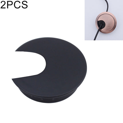 2 PCS Desk Computer Desktop Zinc Alloy Round Threading Box Hole Cover, Hole Diameter: 35mm (Matte Black)-garmade.com