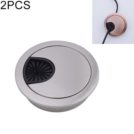 2 PCS Desk Computer Desktop Zinc Alloy Round Threading Box Hole Cover, Hole Diameter: 50mm (Brushed Steel)-garmade.com