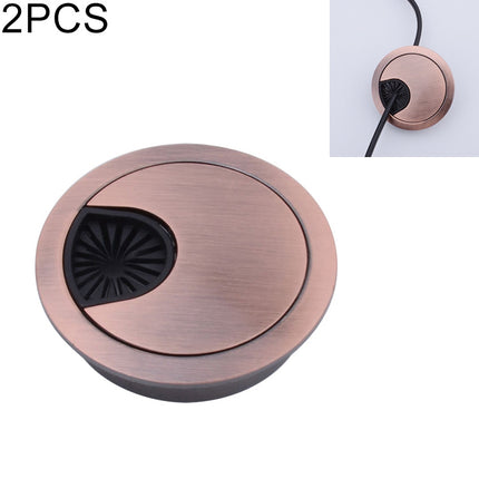 2 PCS Desk Computer Desktop Zinc Alloy Round Threading Box Hole Cover, Hole Diameter: 60mm (Red Bronze)-garmade.com