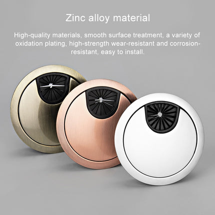 2 PCS Desk Computer Desktop Zinc Alloy Round Threading Box Hole Cover, Hole Diameter: 60mm (Brushed Steel)-garmade.com