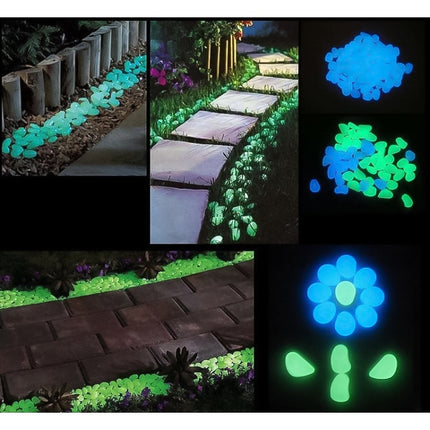 100 PCS Glow in The Dark Garden Pebbles for Walkways & Decoration and Plants Luminous Stones(Emerald)-garmade.com