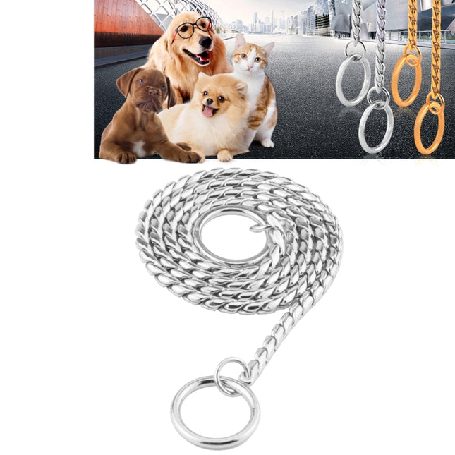 Pet Collars Pet Neck Strap Dog Neckband Snake Chain Dog Chain Solid Metal Chain Dog Collar，Length:35cm(Silver)-garmade.com