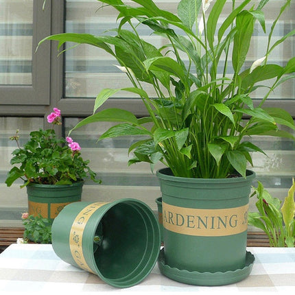 1.5 Gallon Flower Pots Plant Nursery Pots Plastic Pots Creative Gallons Pots with Tray,Size:20*19.5*19.5cm-garmade.com