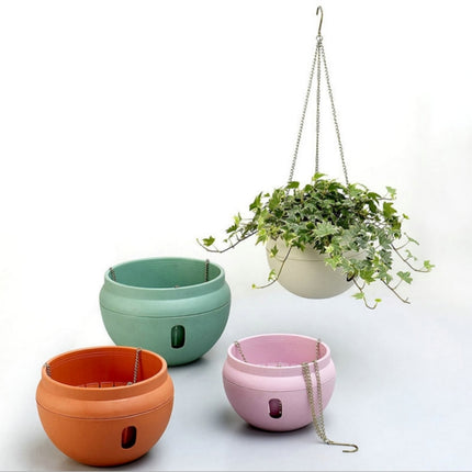 Hanging Plastic Flower Pots Hanging Pots Flower Pot With Hanging Chain,Small Size:20*13.6cm ,Random Color Delivery-garmade.com