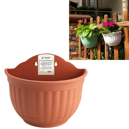 European Style Wall Hanging Pots Semi - circular Imitation Ieather Wall Hanging Basin Indoor and Outdoor Potted Pots,Large Size:27*15*22.2cm ,Random Color Delivery-garmade.com