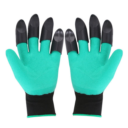 A Pair Latex Gloves with Claws ABS Plastic Gloves for Digging and Planting(Green)-garmade.com