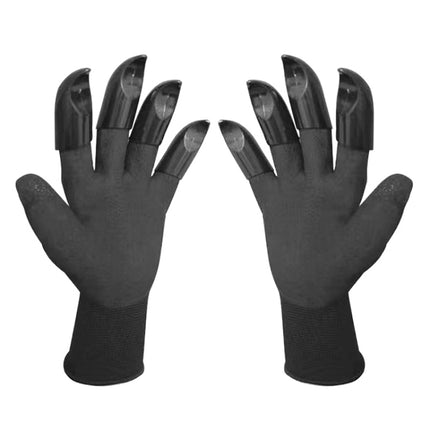 A Pair Latex Gloves with Claws ABS Plastic Gloves for Digging and Planting(Black)-garmade.com