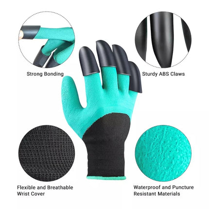 A Pair Latex Gloves with Claws ABS Plastic Gloves for Digging and Planting(Coffee)-garmade.com