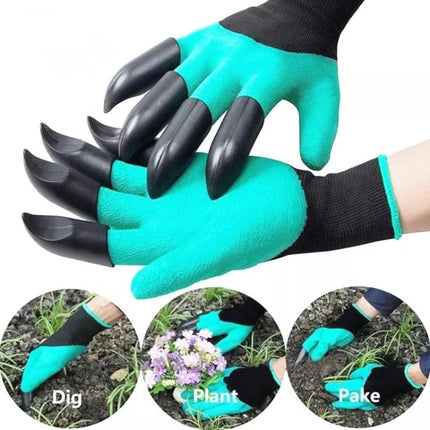 A Pair Latex Gloves with Claws ABS Plastic Gloves for Digging and Planting(Purple)-garmade.com