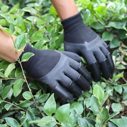 A Pair Latex Gloves with Claws ABS Plastic Gloves for Digging and Planting(Purple)-garmade.com