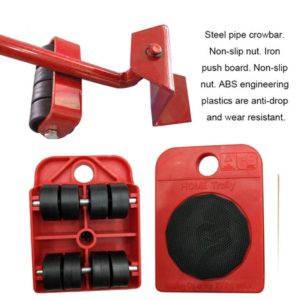 Heavy Furniture Home Trolley Lift And Move Slides Kit 4 Rollers & Furniture Lifter Mover Transport Set(Red)-garmade.com