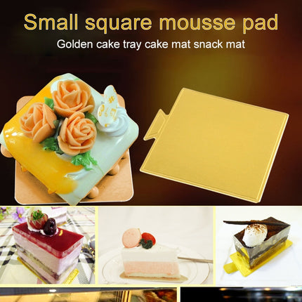 100 / Pack Small Square Cake Cardboard Pad Thick Rigid Golden Cake Mousse Cake Mat-garmade.com