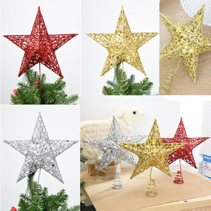 Glitter Iron Star Christmas Tree Top Decoration Ornament, Size: 30cm x 25cm, Random Color Delivery-garmade.com