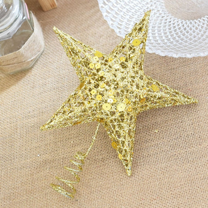 Glitter Iron Star Christmas Tree Top Decoration Ornament, Size: 20cm x 15cm, Random Color Delivery-garmade.com