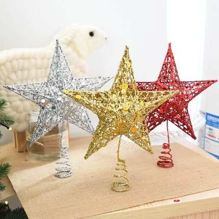 Glitter Iron Star Christmas Tree Top Decoration Ornament, Size: 20cm x 15cm, Random Color Delivery-garmade.com