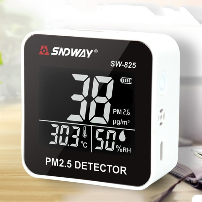 SNDWAY SW-825 Micro USB Charging Desktop Air Quality Real-time Purification Detector with HiD LED Screen, Support Alarm Prompt-garmade.com
