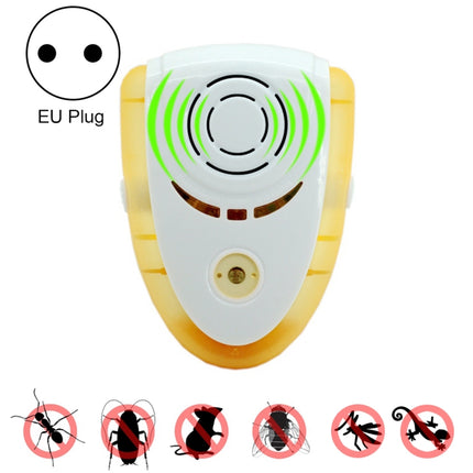 6W Electronic Ultrasonic Electromagnetic Wave Anti Mosquito Rat Insect Pest Repeller with Light, EU Plug, AC 90-240V, Random Color Delivery (Yellow)-garmade.com