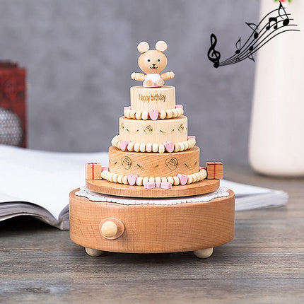 Birthday Cake Shape Home Decor Originality Wooden Musical Boxes-garmade.com