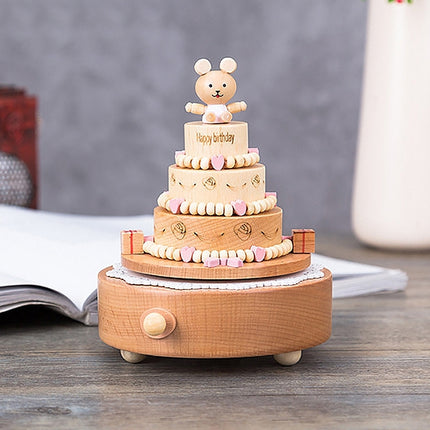 Birthday Cake Shape Home Decor Originality Wooden Musical Boxes-garmade.com