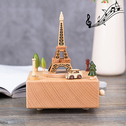 Eiffel Tower Shape Home Decor Originality Wooden Musical Boxes-garmade.com