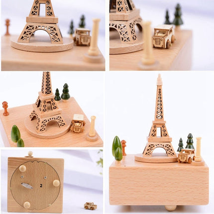 Eiffel Tower Shape Home Decor Originality Wooden Musical Boxes-garmade.com