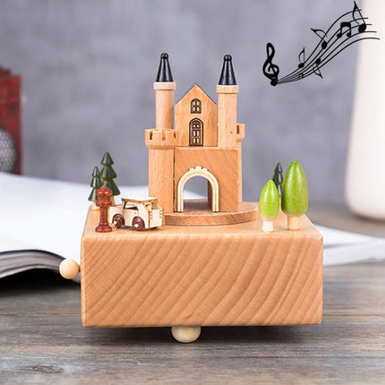 Castle Shape Home Decor Originality Wooden Musical Boxes-garmade.com