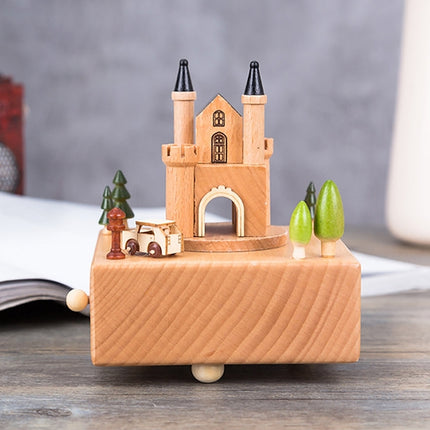 Castle Shape Home Decor Originality Wooden Musical Boxes-garmade.com