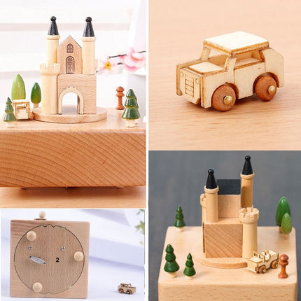 Castle Shape Home Decor Originality Wooden Musical Boxes-garmade.com