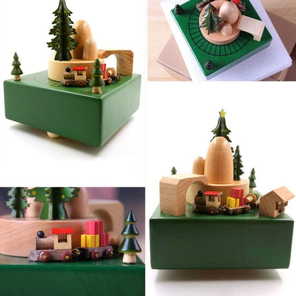 Christmas Tree Shape Home Decor Originality Wooden Musical Boxes-garmade.com