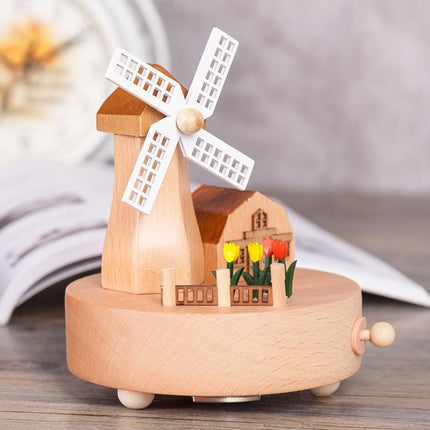 Windmill Shape Home Decor Originality Wooden Musical Boxes-garmade.com