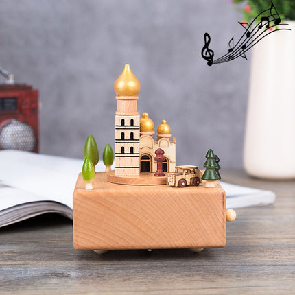 Christian Auditorium Shape Home Decor Originality Wooden Musical Boxes-garmade.com